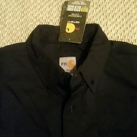 CARHARTT Tall FIRE RESISTANT Shirt NAVY - Picture 2 of 7